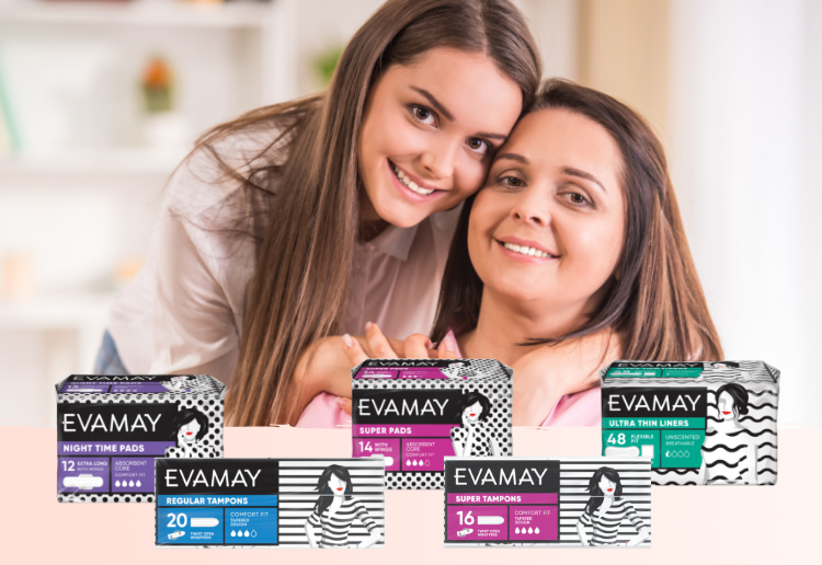 Evamay Tampons, Pads and Liners Range