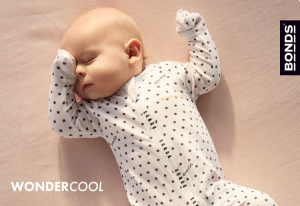 Baby wearing Bonds Wondercool.