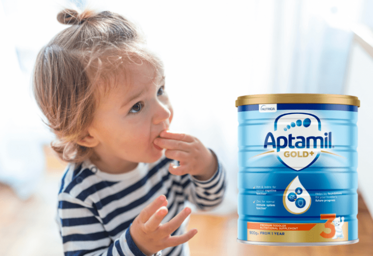 Toddler with Aptamil Gold 3 Toddler.