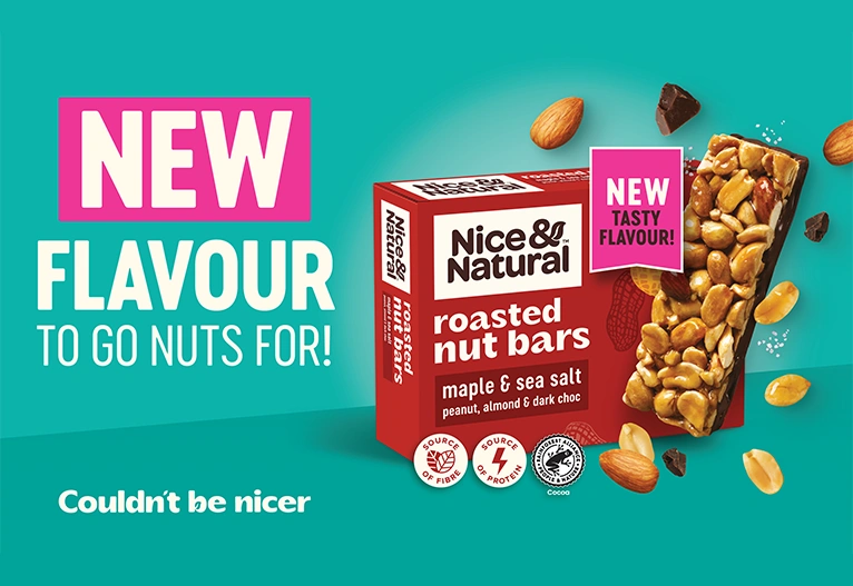 Nice & Natural Roasted Nut Maple & Sea Salt bars.